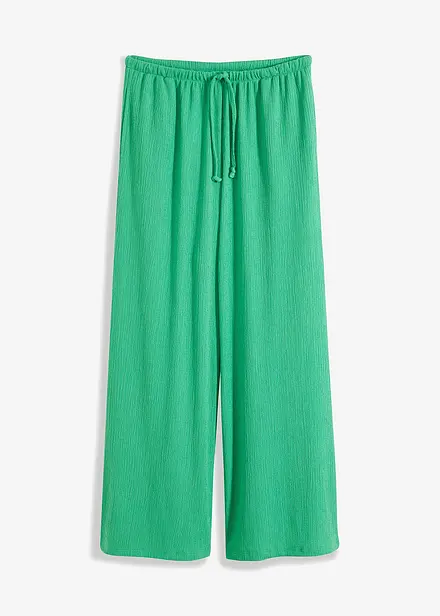 Pantaloni a vita alta in jersey operato con elastico in vita e laccetto da annodare