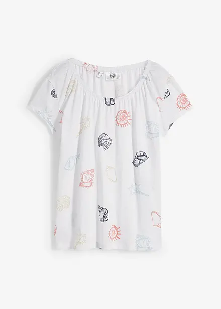 Maglia fantasia con scollo rotondo in cotone biologico