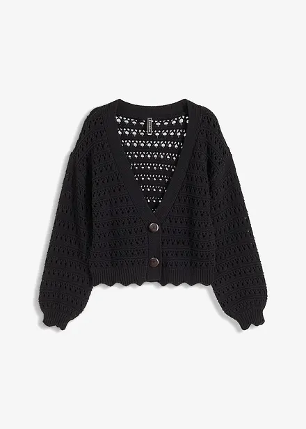 Cardigan traforato in puro cotone