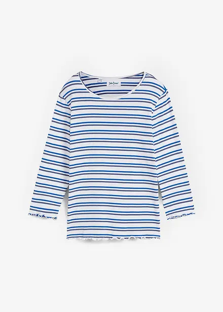 Maglia a costine con orli ondulati e maniche a 3/4