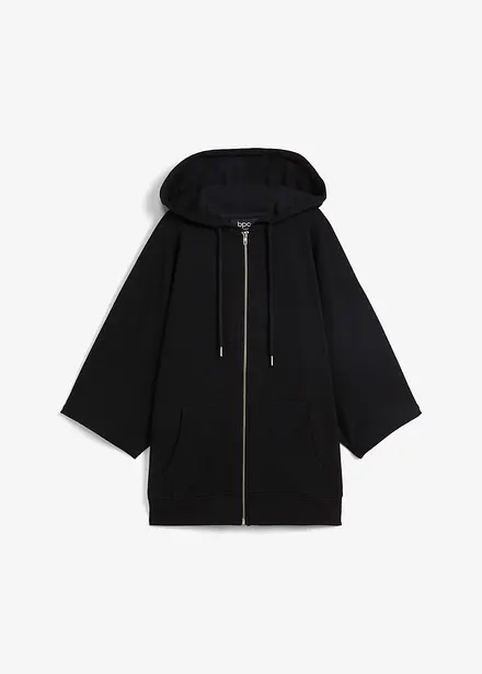 Felpa con zip stile mantella in cotone