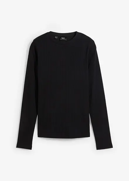 Maglia a maniche lunghe a coste in puro cotone