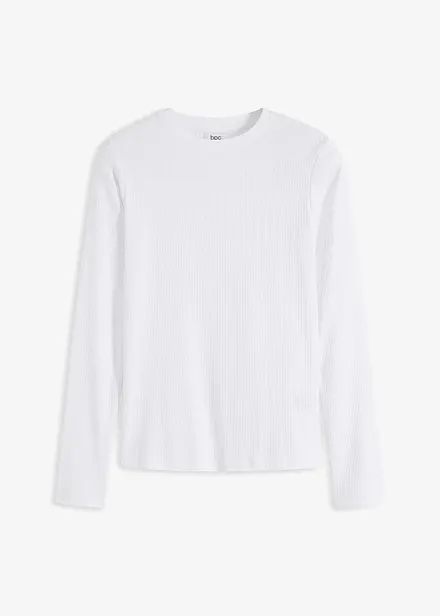 Maglia a maniche lunghe a coste in puro cotone