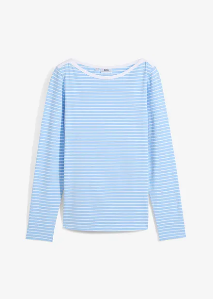 Maglia a maniche lunghe a righe con scollo barca