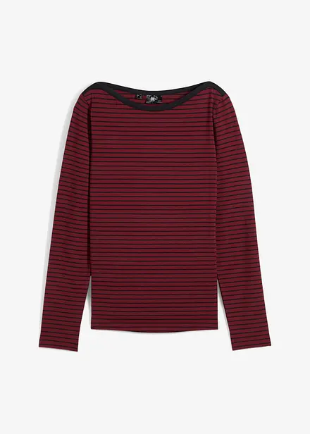 Maglia a maniche lunghe a righe con scollo barca