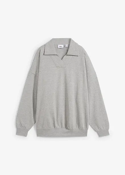 Felpa oversize con scollo a V e colletto polo