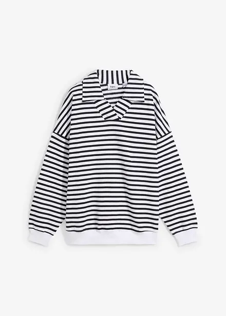 Felpa oversize con scollo a V e colletto polo