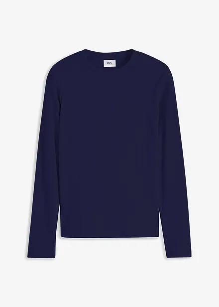 Maglia a maniche lunghe a coste in puro cotone