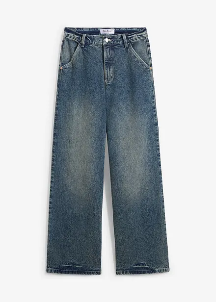 Jeans wide leg leggermente elasticizzati,  vita alta