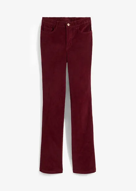 Pantaloni a zampa in velluto elasticizzato con cinta comoda a vita alta