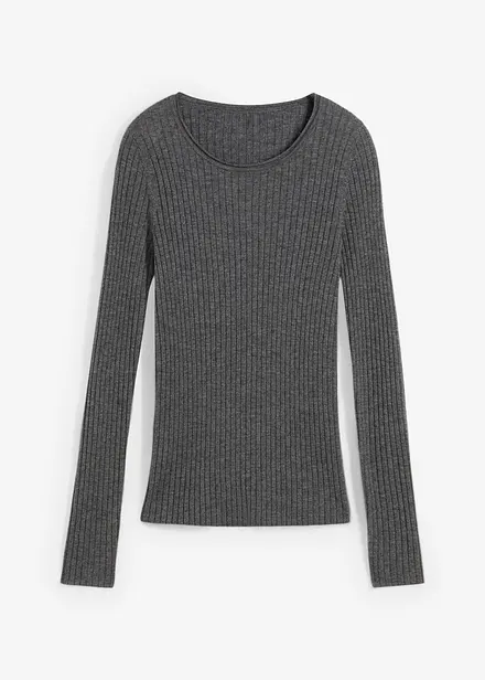 Maglione a costine in lana merino