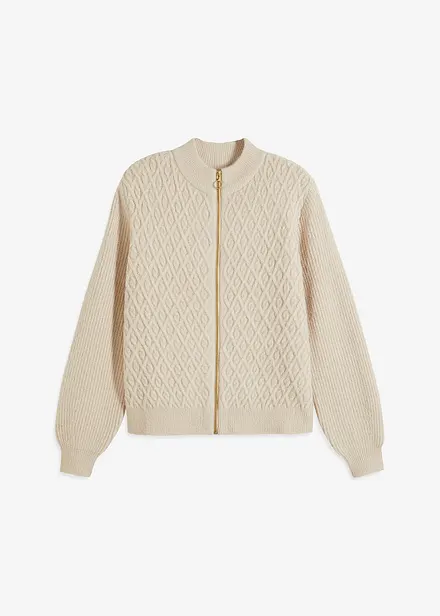 Cardigan con motivo a trecce