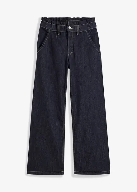 Jeans paperbag elasticizzati a vita alta, wide leg