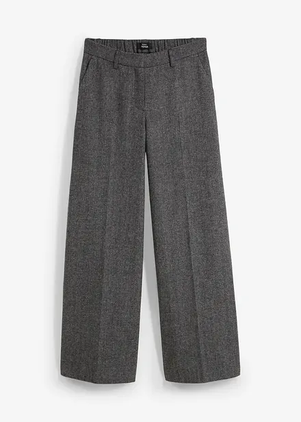 Pantaloni in misto lana con struttura a spina di pesce