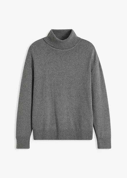 Maglione a collo alto con cotone riciclato, loose fit