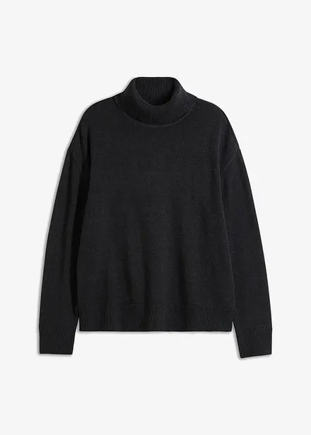 Maglione a collo alto con cotone riciclato, loose fit