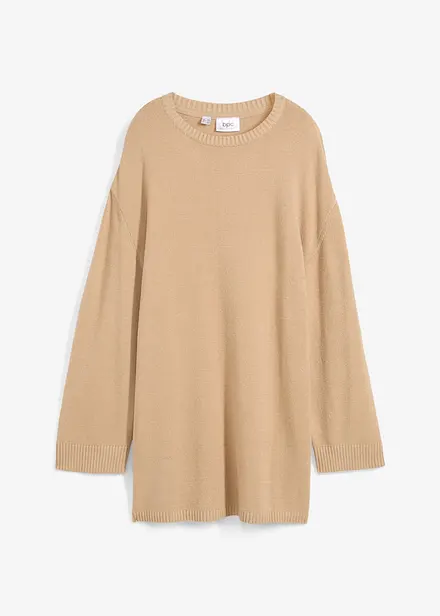 Maglione lungo in filato fine con spacchi laterali in misto viscosa