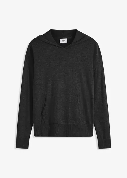 Maglione con cappuccio e tasca a marsupio in misto viscosa
