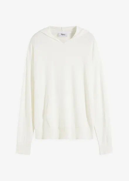 Maglione con cappuccio e tasca a marsupio in misto viscosa