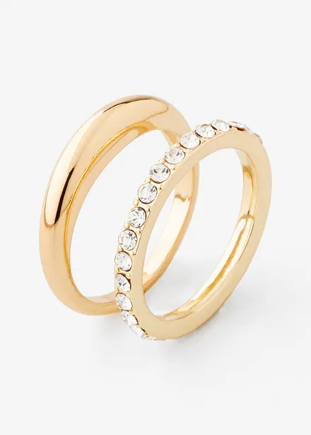 Anello con cristalli in vetro (pacco da 2)