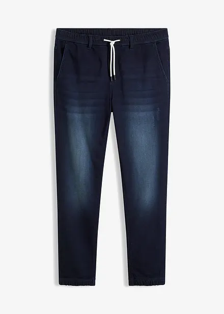 Jeans in tessuto felpato con elastico in vita regular fit, straight