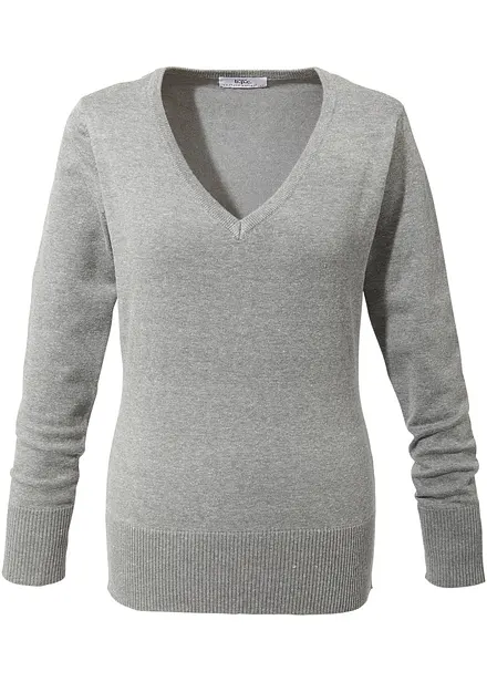 Maglione in filato fine con scollo a V