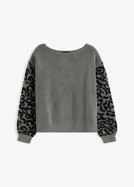 Maglione con maniche leopardate