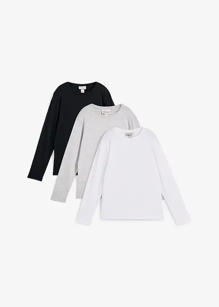 Maglia a maniche lunghe in  cotone biologico (pacco da 3)