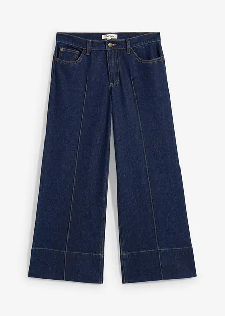 Jeans cropped wide leg, a vita media