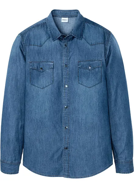 Camicia di jeans a maniche lunghe in puro cotone,  slim fit