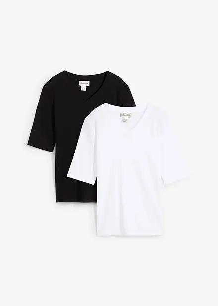 Maglia a costine con puro cotone biologico (pacco da 2)