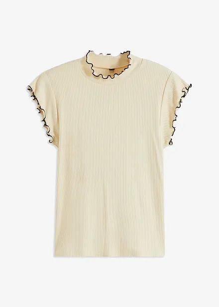 Maglia a costine con finiture arricciate