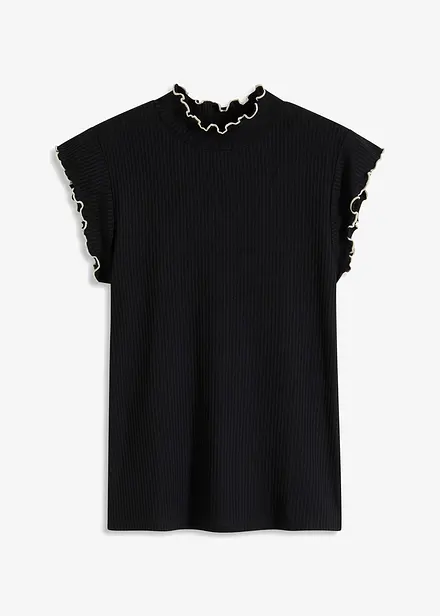 Maglia a costine con finiture arricciate