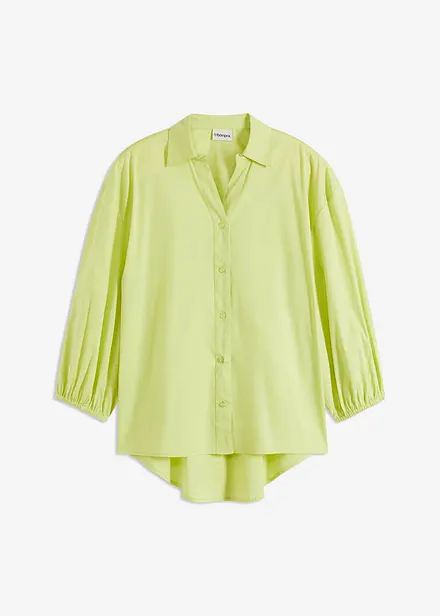 Blusa con fondo asimmetrico e maniche a palloncino