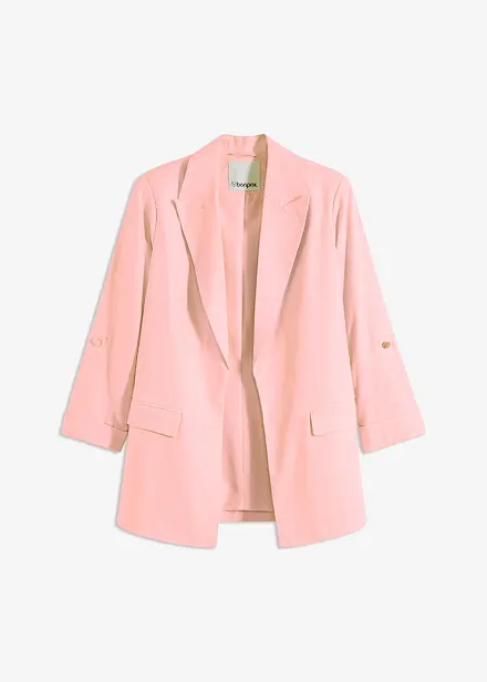 Blazer in misto lino con maniche arricciate