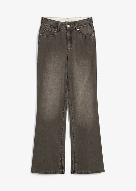 Jeans straight con spacco, vita alta