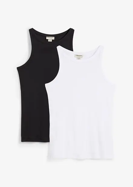 Top a costine in puro cotone biologico (pacco da 2)