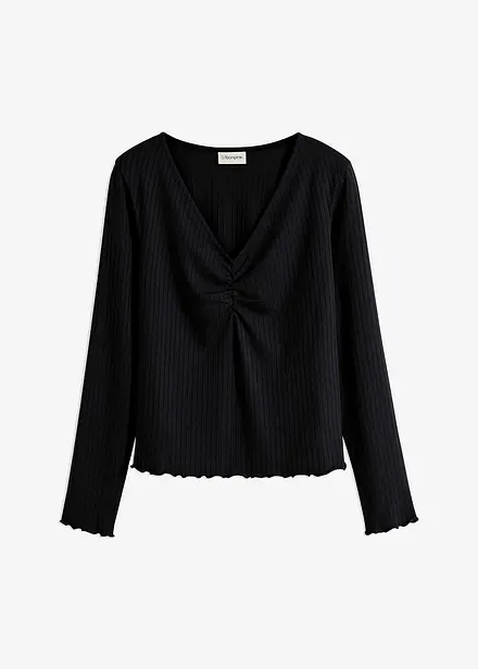 Maglia a costine con scollo a V