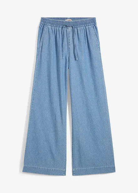Jeans wide leg con cinta comoda, vita media