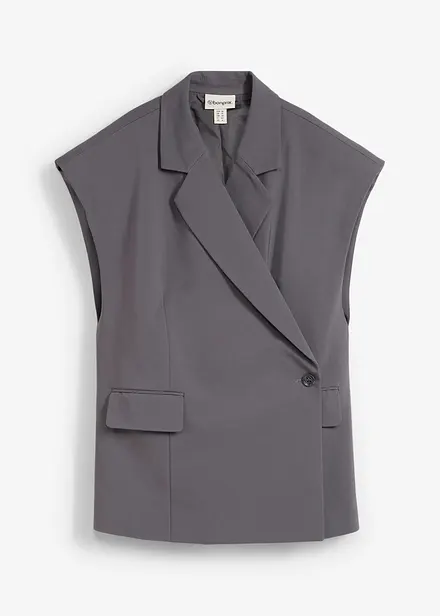 Gilet lungo con spalline imbottite