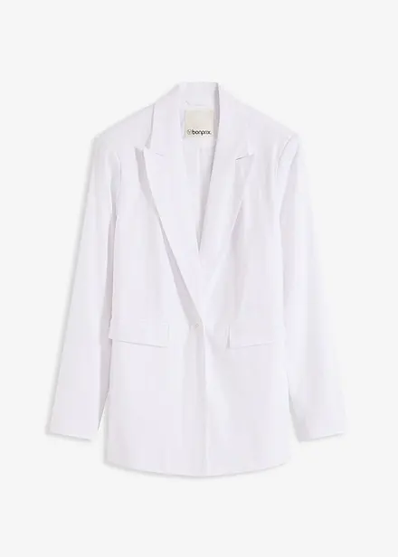 Blazer casual in misto lino con collo ampio a revers