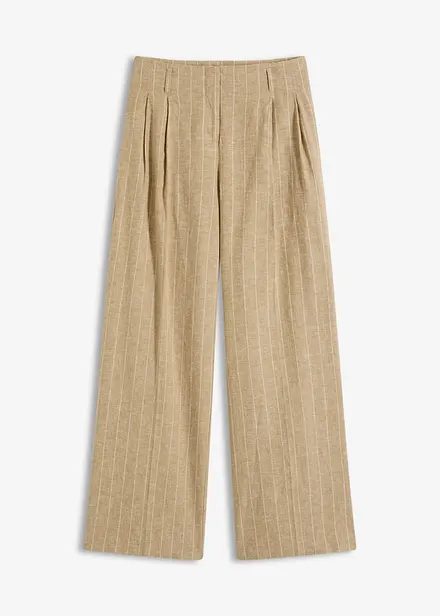 Pantaloni con pinces in misto lino