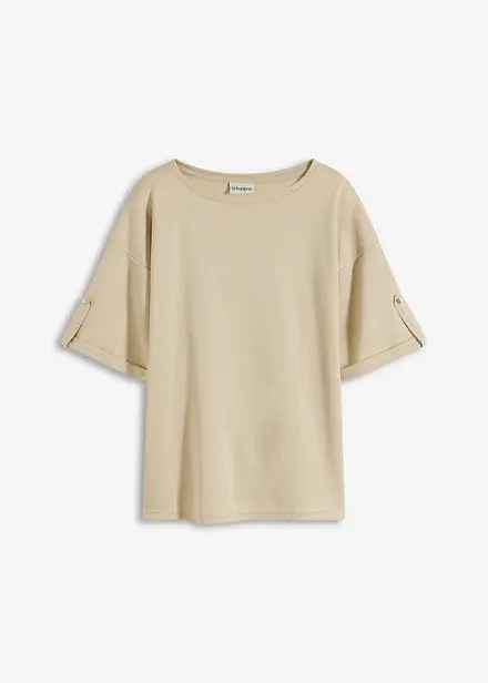 Maglia con viscosa glitterata e stampa lucida