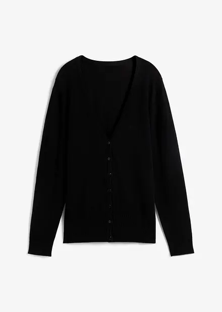 Cardigan basic in filato fine con bottoni