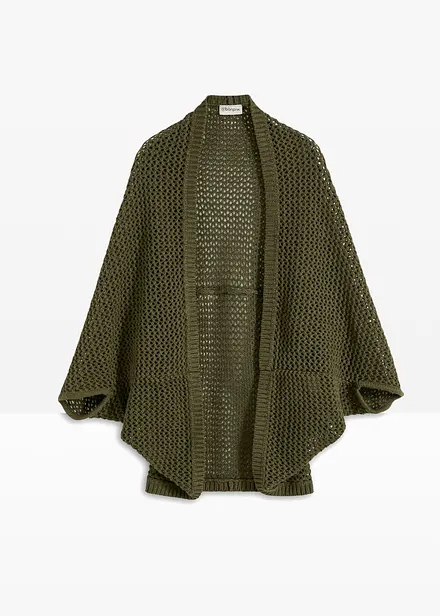 Poncho traforato in misto lino