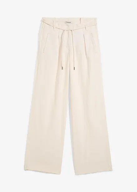 Pantaloni paper bag in misto lino leggero