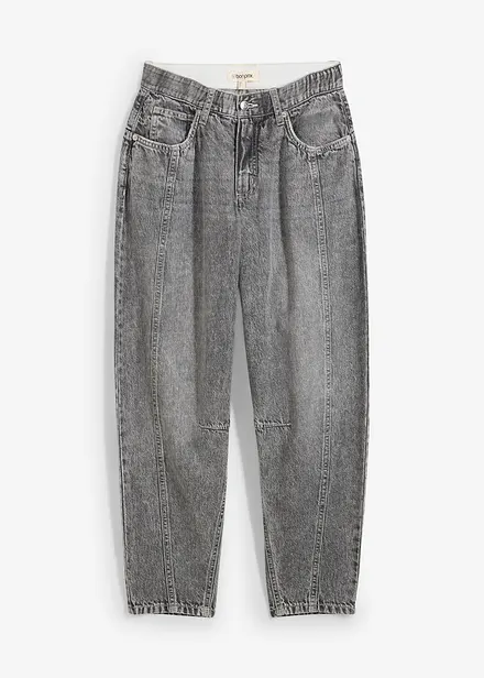 Jeans barrel cropped low stretch, vita media
