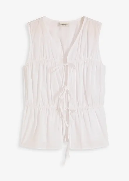 Blusa senza maniche con volant e laccetti