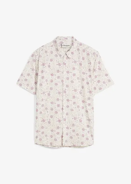 Camicia a maniche corte a fiori in puro cotone biologico