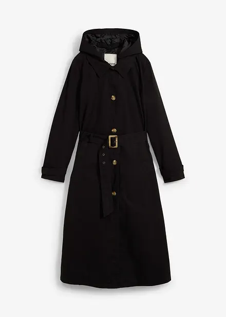 Cappotto stile trench con cappuccio staccabile